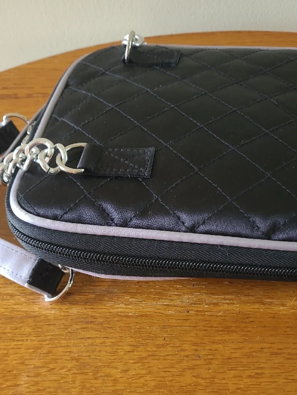 Quilted Black and Silver Top-Handle Organizer